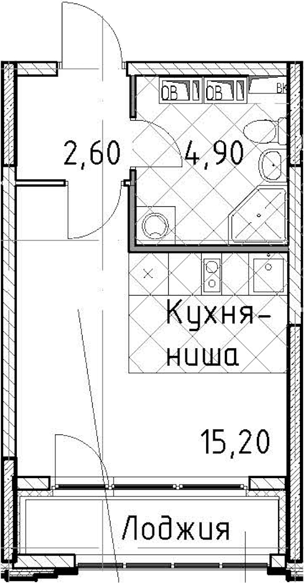 Квартира студия 24.3 м², 8/13 эт., ЖК «Тайм Сквер»